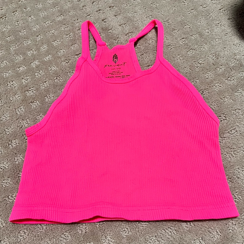 Free people workout tank in hot pink.
